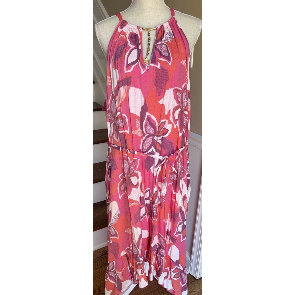 New Mlle Gabrielle Women's Floral Maxi Dress Size 3x Halter Resort Wear Beach